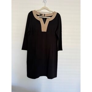 NWT Talbots Career Midi Sheath Dress 12 Black Tan Business‎ Office Wear Academia